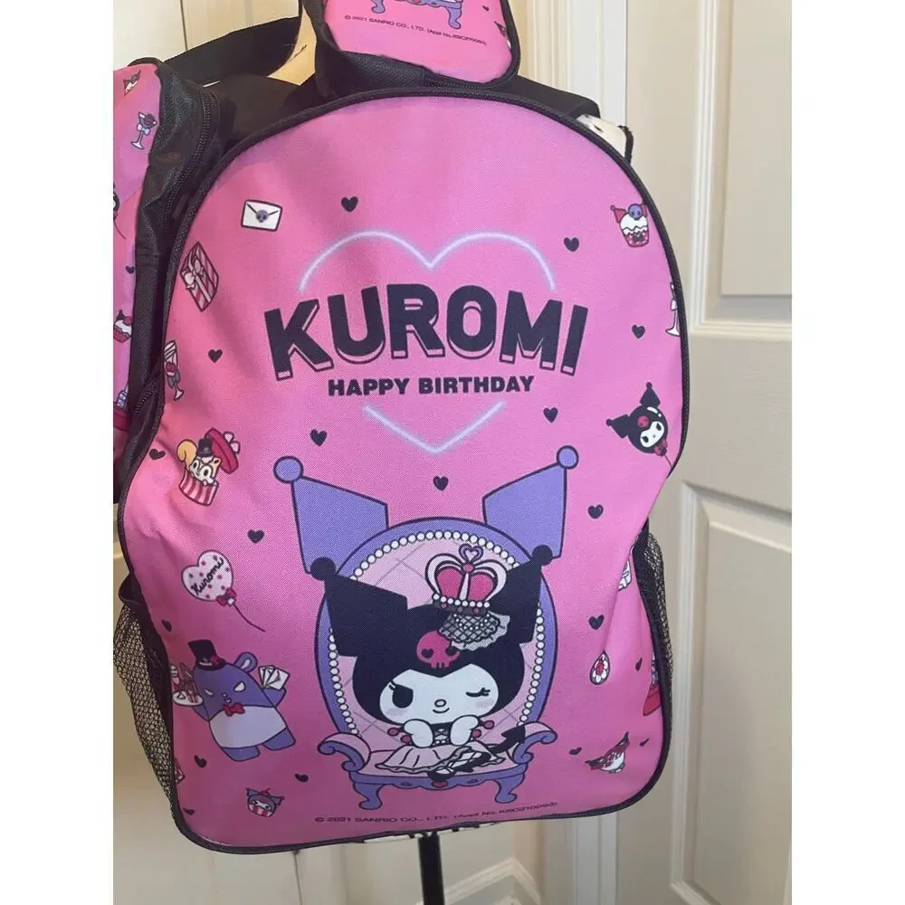 Sanrio Kuromi 3 Pieces  laptop backpack set crossbody bag/pencil bag kawaii Core
